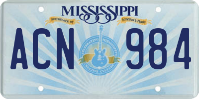 MS license plate ACN984