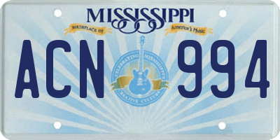 MS license plate ACN994