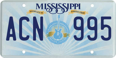 MS license plate ACN995