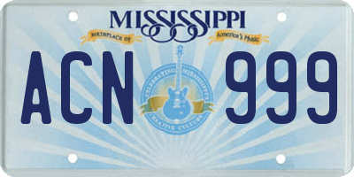 MS license plate ACN999