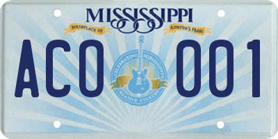 MS license plate ACO001