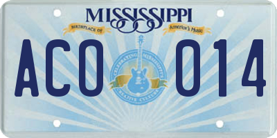 MS license plate ACO014