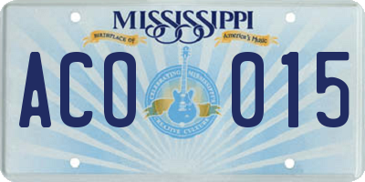 MS license plate ACO015