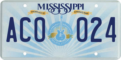 MS license plate ACO024