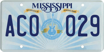 MS license plate ACO029