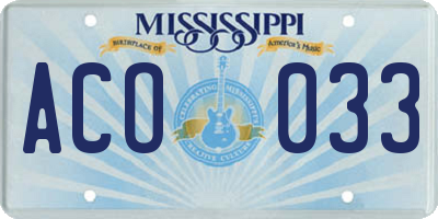 MS license plate ACO033
