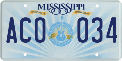 MS license plate ACO034