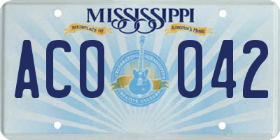 MS license plate ACO042