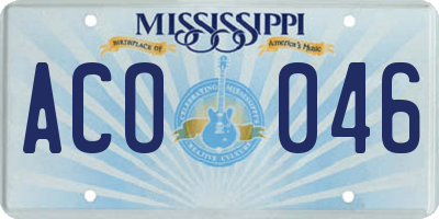 MS license plate ACO046