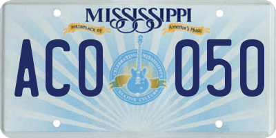 MS license plate ACO050