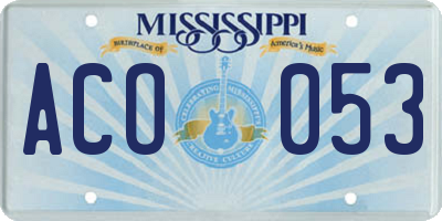 MS license plate ACO053