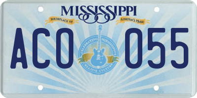 MS license plate ACO055