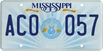 MS license plate ACO057