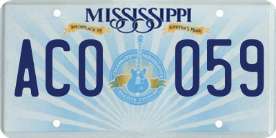 MS license plate ACO059