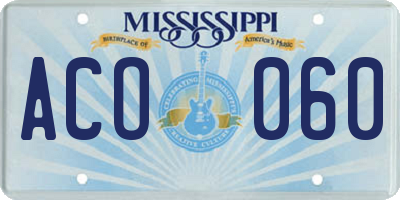 MS license plate ACO060