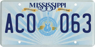 MS license plate ACO063