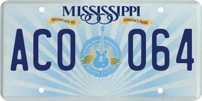 MS license plate ACO064