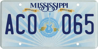 MS license plate ACO065