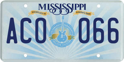 MS license plate ACO066