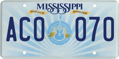 MS license plate ACO070