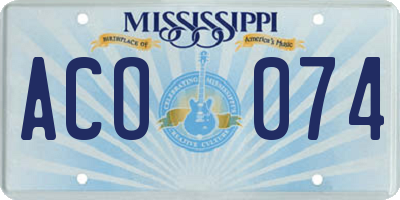 MS license plate ACO074