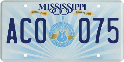 MS license plate ACO075