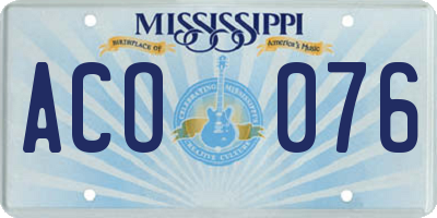 MS license plate ACO076