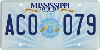 MS license plate ACO079