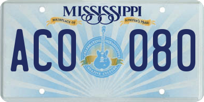 MS license plate ACO080