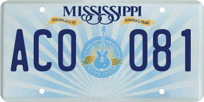 MS license plate ACO081