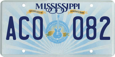 MS license plate ACO082