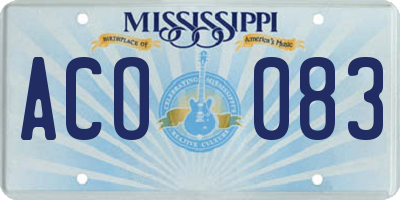 MS license plate ACO083