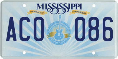 MS license plate ACO086