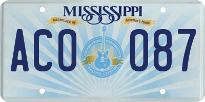 MS license plate ACO087