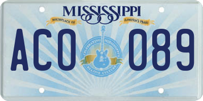 MS license plate ACO089