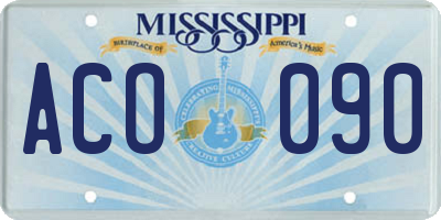MS license plate ACO090