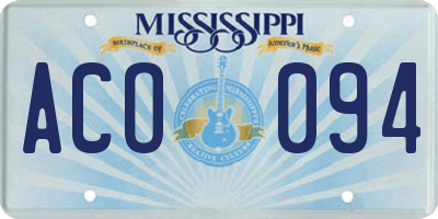 MS license plate ACO094