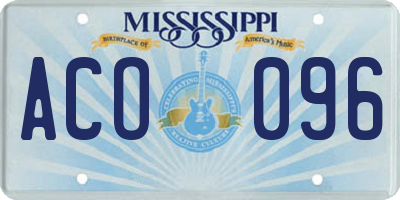 MS license plate ACO096