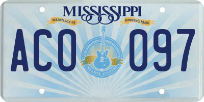 MS license plate ACO097