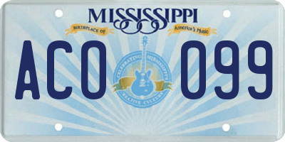 MS license plate ACO099