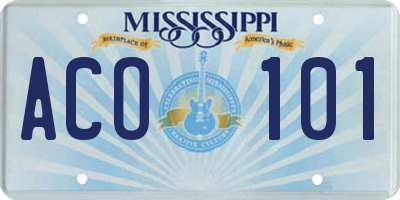 MS license plate ACO101