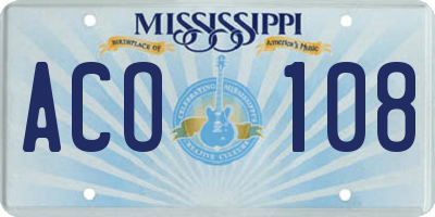 MS license plate ACO108