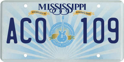 MS license plate ACO109