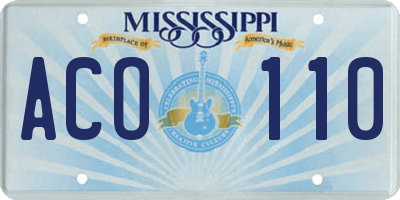 MS license plate ACO110