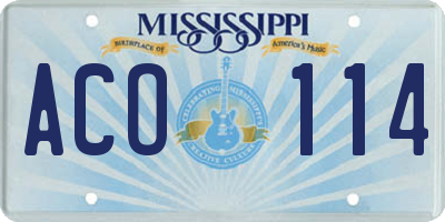 MS license plate ACO114