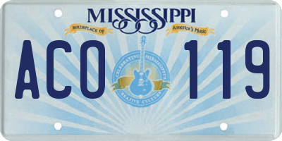 MS license plate ACO119