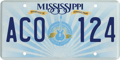 MS license plate ACO124