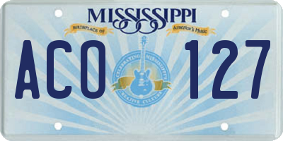 MS license plate ACO127