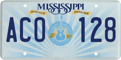 MS license plate ACO128