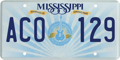 MS license plate ACO129